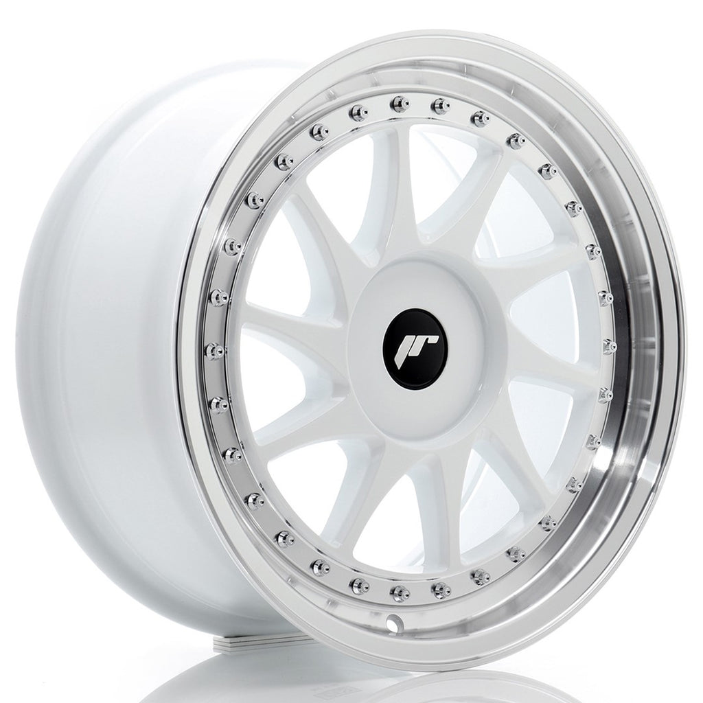 Cerchio in Lega JAPAN RACING JR26 17x8 ET20-35 con foratura su misura White w/Machined Lip