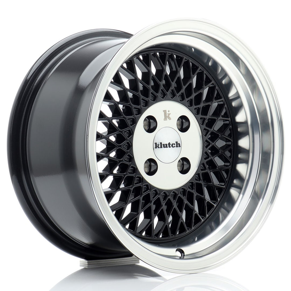 Cerchio in Lega KLUTCH WHEELS SL1 16x8 ET15 4x100 Gloss Black w/ Machined Lip