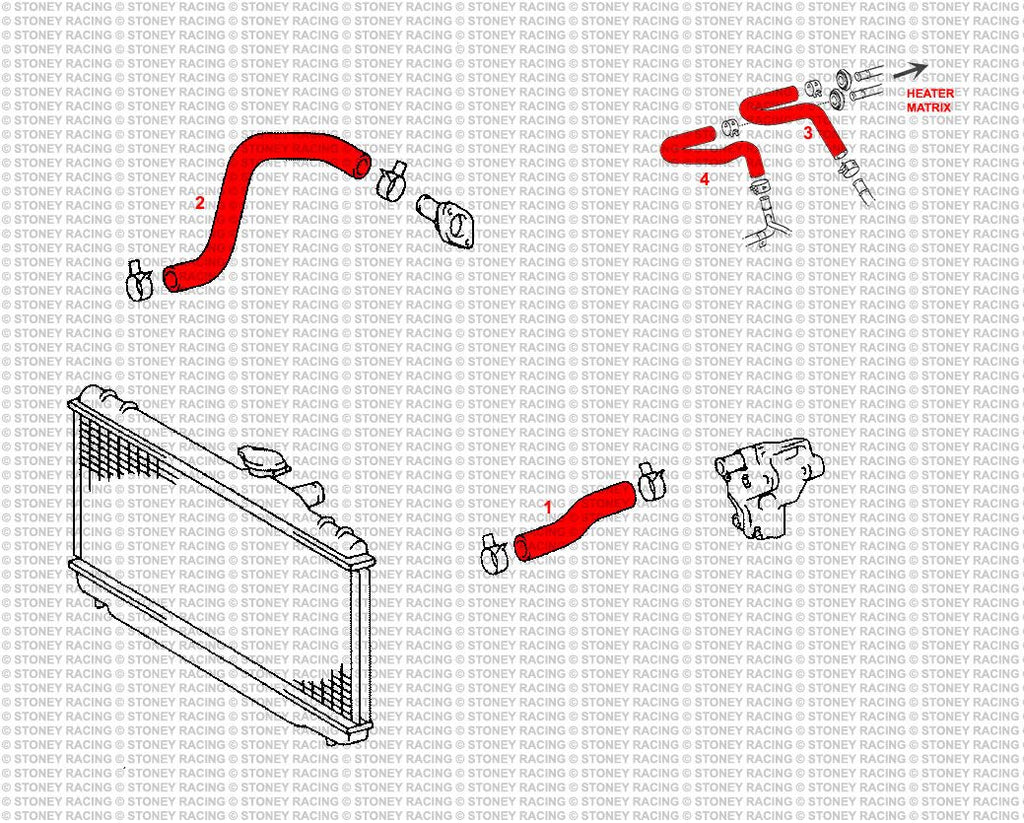Kit tubi in silicone radiatore Toyota Altezza AS200 1G-FE (Lexus IS200) – Stoney Racing - foto 2