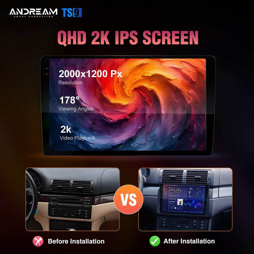 Andream Android 14 BMW E46 Sintolettore Carplay Wireless Navigazione Audio Auto