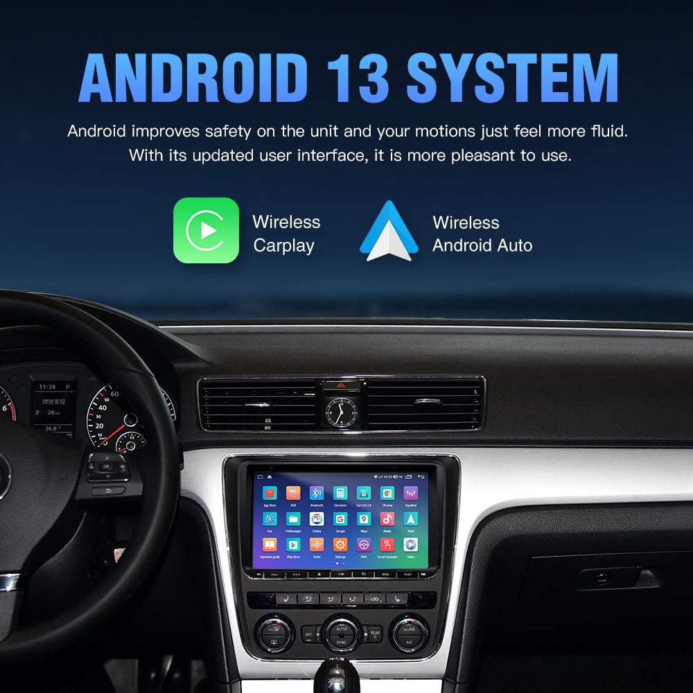 Andream Autoradio Android 9 Pollici Schermo IPS CarPlay GPS per Volkswagen Passat Golf
