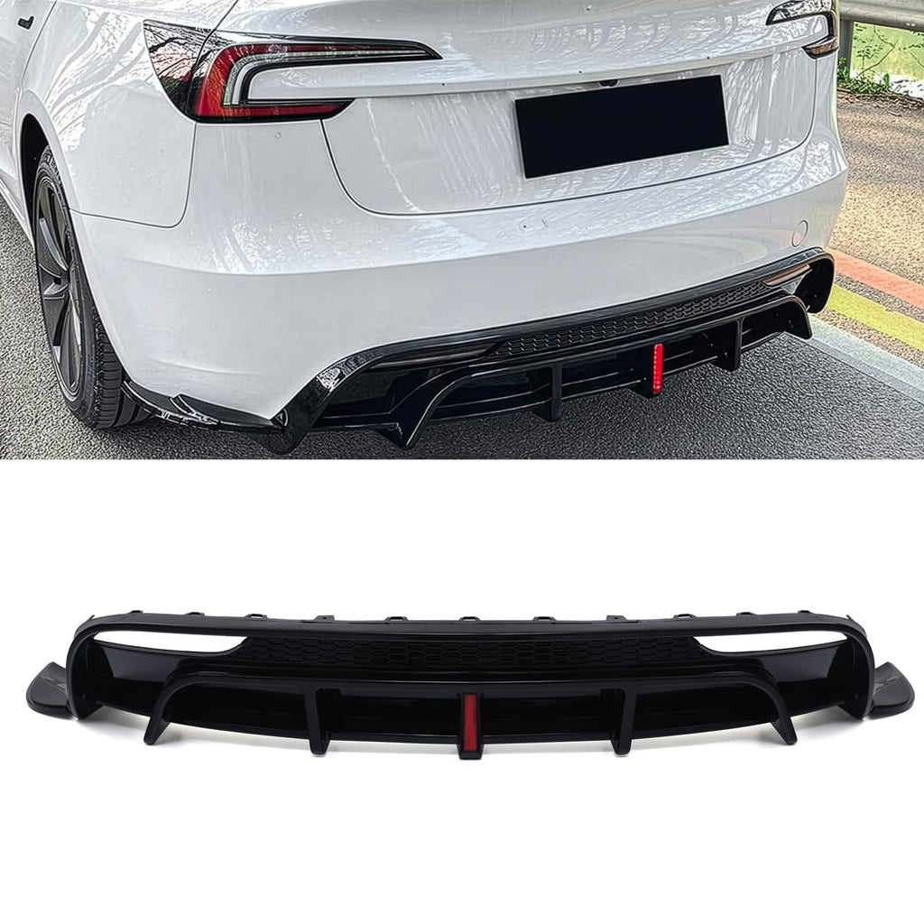 Diffusore Posteriore con Luce LED Nero Lucido Tesla Model 3 Facelift 24+ - foto 2