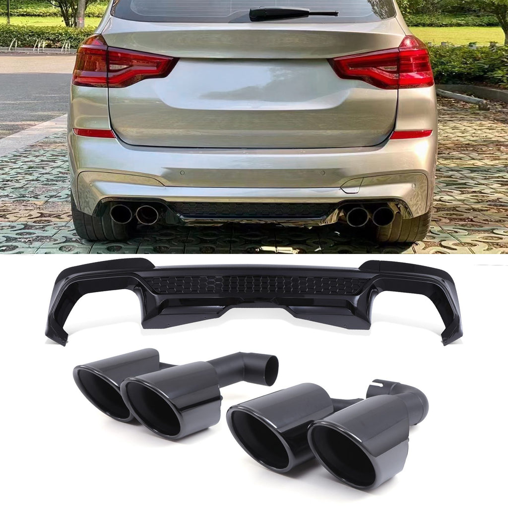 Diffusore Posteriore Stile X3M con Terminali Nero Lucido BMW X3 25i G01 Pre-LCI 17-21 - foto 2
