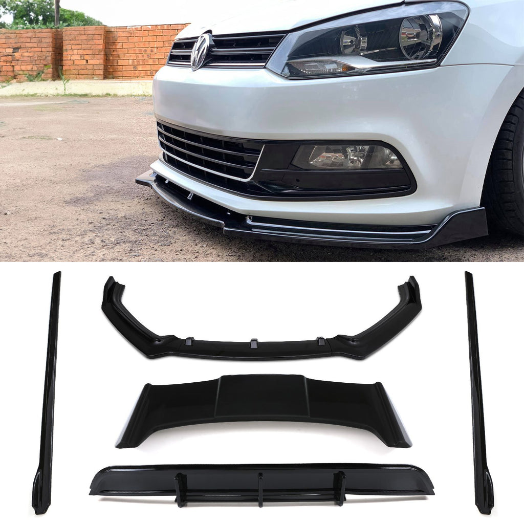 Kit Aero Completo con Alettone Maggiorato Nero Lucido VW Polo MK5 6C 14-18