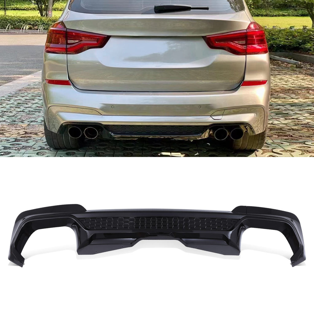 Diffusore Posteriore Stile X3M Doppia Uscita Nero Lucido BMW X3 G01 Pre-LCI 18-21