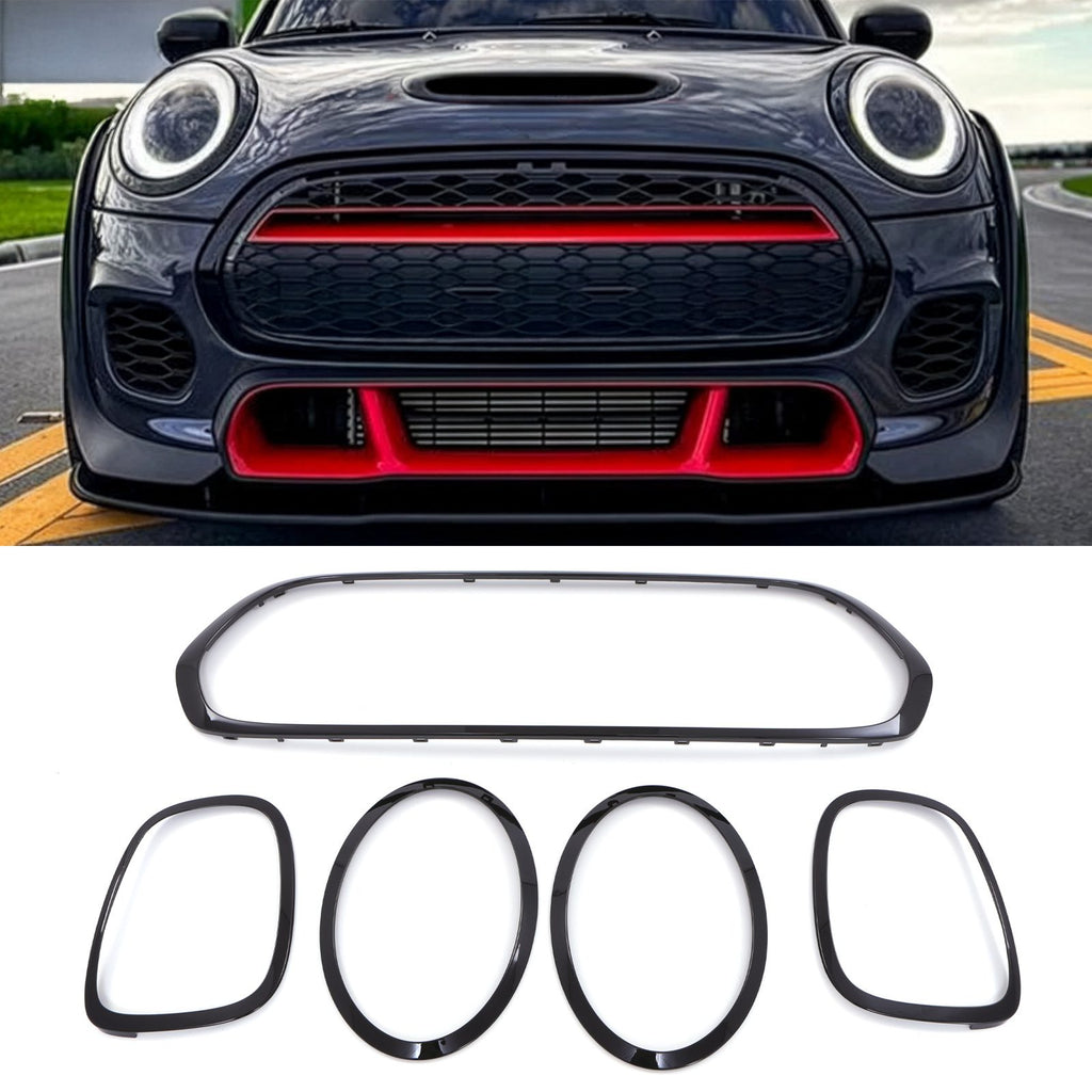 Kit Modanature Luci Anteriori e Posteriori Nero Lucido Mini Cooper F55/F56/F57 14-21