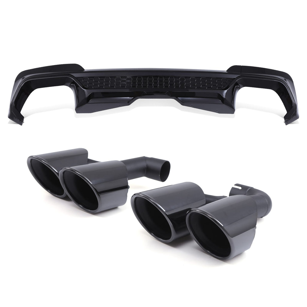 Diffusore Posteriore Stile X3M con Terminali Nero Lucido BMW X3 25i G01 Pre-LCI 17-21