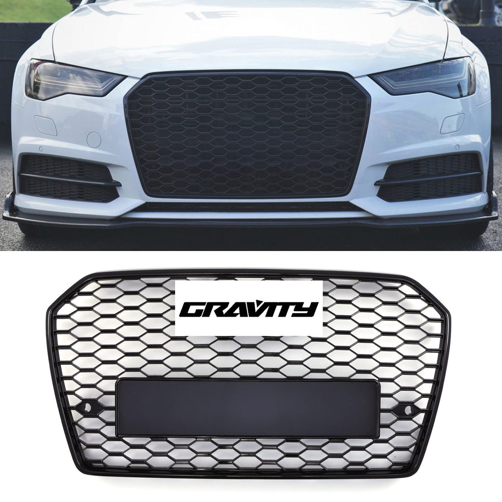 Griglia Anteriore a Nido d'Ape Stile RS6 Nero Opaco Audi A6 C7.5 16-18