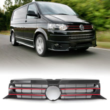 Griglia Paraurti Anteriore Nera Lucida con Supporto Stemma Bordo Rosso VW Transporter T5.1 09-15