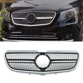 Griglia Anteriore a Diamante Nera Lucida Mercedes Classe V Vito W447 14-20