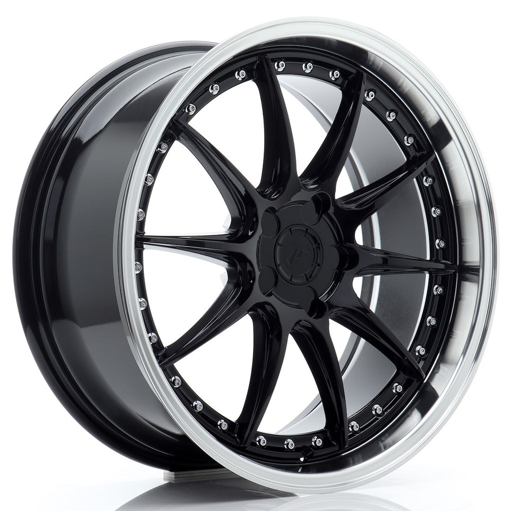 Cerchio in Lega JAPAN RACING JR41 19x8,5 ET15-35 5H con foratura su misura Gloss Black w/ Machined Lip