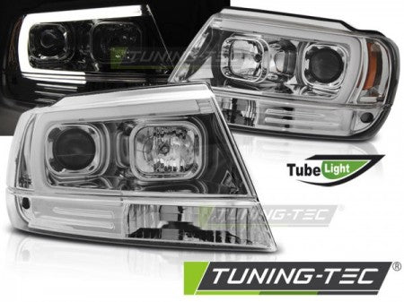 Fari Anteriori CHRYSLER JEEP GRAND CHEROKEE 99-05.05 TUBE LIGHT CHROME