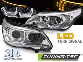 Fari Anteriori ANGEL EYES LED 3 Porte CHROME per BMW Serie 5 E60 E61 03-07