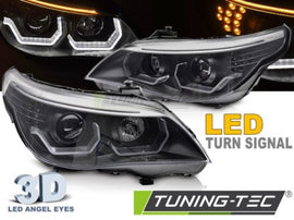 Fari Anteriori ANGEL EYES LED 3 Porte BLACK per BMW Serie 5 E60 E61 03-07