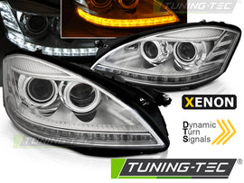 Fari Anteriori Cromati Xenon Daylight per Mercedes Classe S (W221) 2005-2009