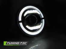 Carica l&#39;immagine nel visualizzatore di Gallery, Fari Anteriori CHRYSLER JEEP WRANGLER TJ/ LJ/ JK 96-18 ANGEL EYE LED BLACK
