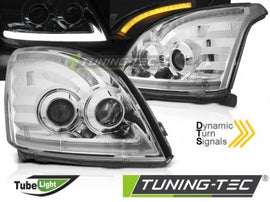 Fari Anteriori TOYOTA LAND CRUISER 120 03-09 TUBE LIGHT Sequenziali LED CHROME
