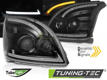 Fari Anteriori TOYOTA LAND CRUISER 120 03-09 TUBE LIGHT Sequenziali LED BLACK