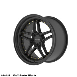 Cerchio in lega Ström DS-05 18x9.5 5x114.3 ET15 Full Satin Black Gold Rivets