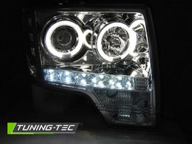 Fari Anteriori FORD F150 MK12 08-14 ANGEL EYES CHROME