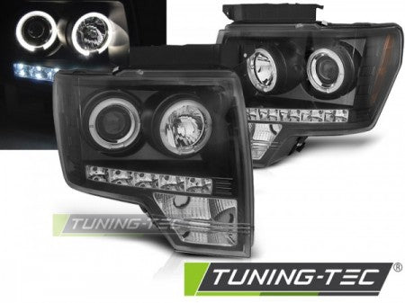 Fari Anteriori FORD F150 MK12 08-14 ANGEL EYES BLACK