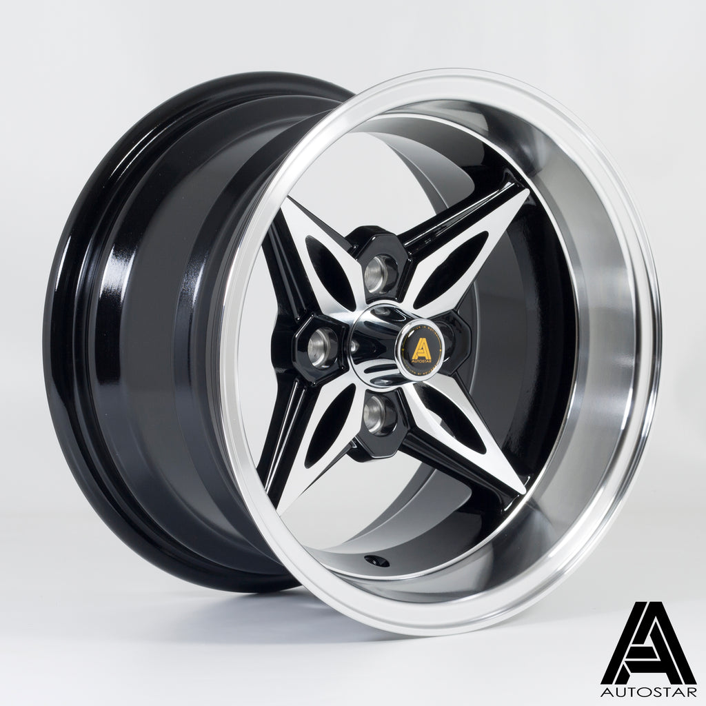 Cerchio in lega Autostar Kanji 14x8 4x100 ET-5 Polished & Flat Black