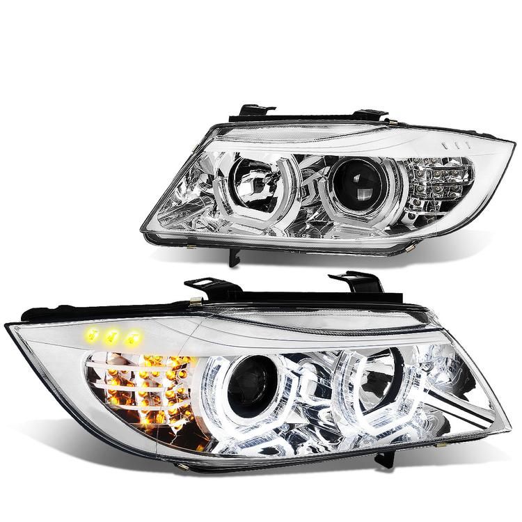 Fari Anteriori Angel Eyes SK-Import Cromati BMW Serie 3 E90