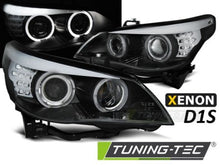 Carica l&#39;immagine nel visualizzatore di Gallery, Fari Anteriori XENON D1S ANGEL EYES BLACK LED INDICATOR per BMW Serie 5 E60/E61 05-07