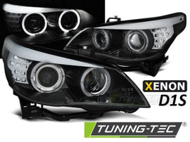 Fari Anteriori XENON D1S ANGEL EYES BLACK LED INDICATOR per BMW Serie 5 E60/E61 05-07