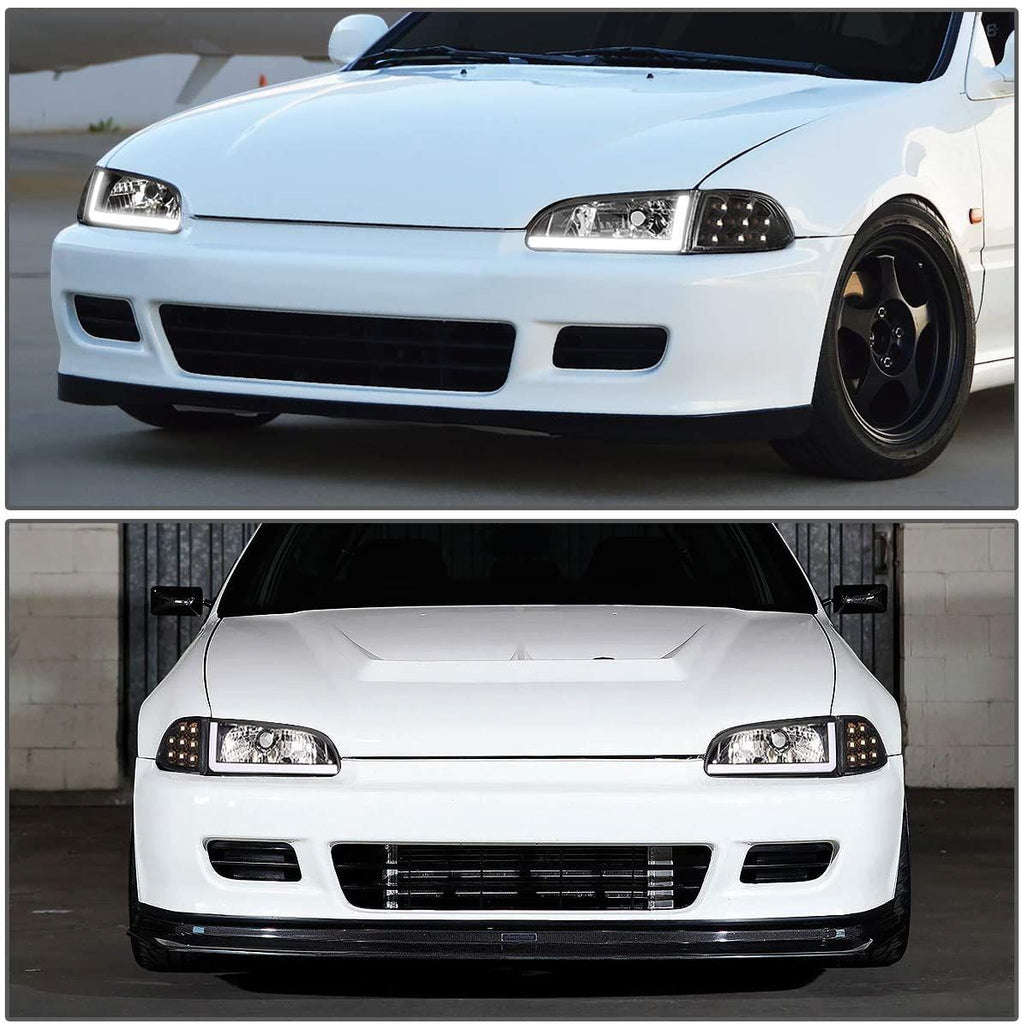 Fari Anteriori LED DRL SK-Import Neri Honda Civic EG EJ con Frecce Angolari - foto 6