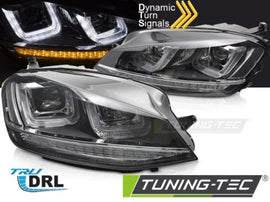 Fari Anteriori LIGHT Sequenziali BLACK con CHROME LINE per VW GOLF MK7 13-17