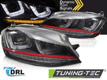 Carica l&#39;immagine nel visualizzatore di Gallery, Fari Anteriori LIGHT Sequenziali BLACK con RED LINE per VW GOLF MK7 13-17