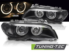 Fari Anteriori XENON ANGEL EYES BLACK per BMW Serie 3 E46 03-06 COUPE CABRIO