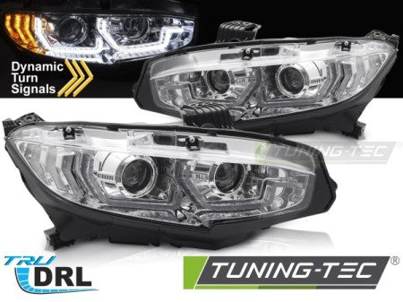 Fari Anteriori CHROME DRL Sequenziali per HONDA CIVIC 10 X 16-21