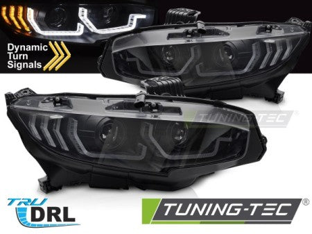 Fari Anteriori BLACK DRL Sequenziali per HONDA CIVIC 10 X 16-21