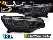 Carica l&#39;immagine nel visualizzatore di Gallery, Fari Anteriori BLACK DRL Sequenziali per HONDA CIVIC 10 X 16-21