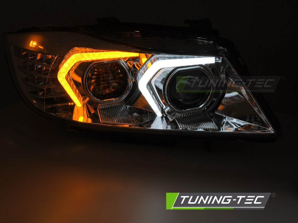 Fari Anteriori Cromati Xenon per BMW Serie 3 (E90 / E91 Facelift) 2009-2011