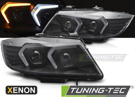Fari Anteriori Xenon Neri per BMW Serie 3 E90 LCI Berlina / E91 LCI Station Wagon 2009-2011 – Coppia – cod. LPBMP6