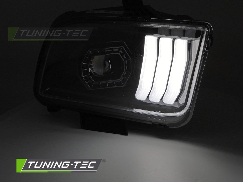 Fari Anteriori Neri Tube Light per Ford Mustang (Mk5) 2004-2009