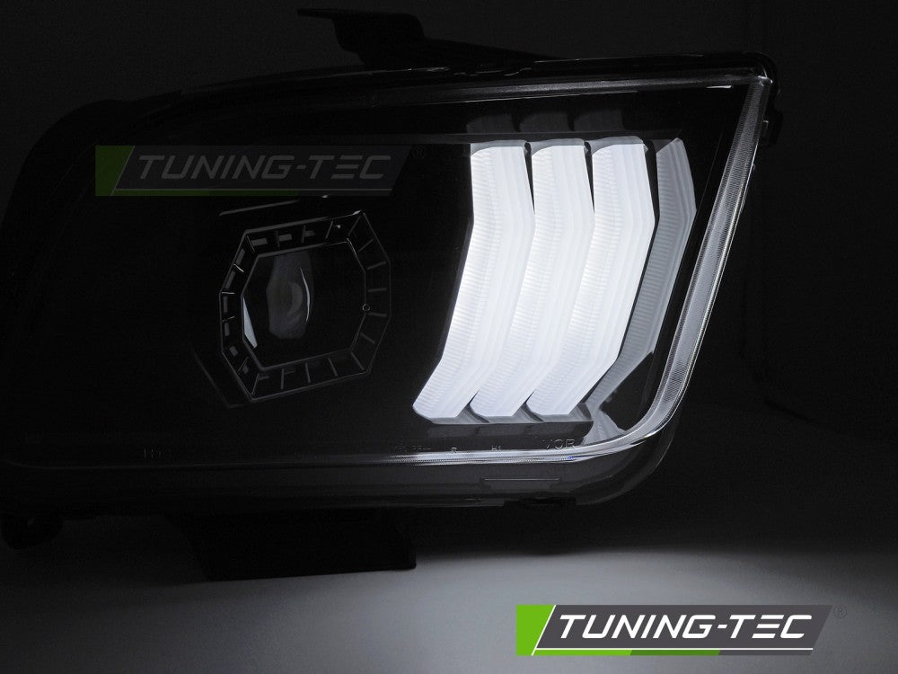 Fari Anteriori Neri Tube Light per Ford Mustang (Mk5) 2004-2009