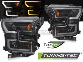 Fari Anteriori TUBE LIGHT DOUBLE BLACK per FORD F150 MK13 14-17