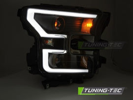 Fari Anteriori TUBE LIGHT DOUBLE BLACK per FORD F150 MK13 14-17