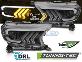 Fari Anteriori TUBE LIGHT BLACK per FORD RANGER V 16-22