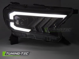 Fari Anteriori TUBE LIGHT BLACK per FORD RANGER V 16-22