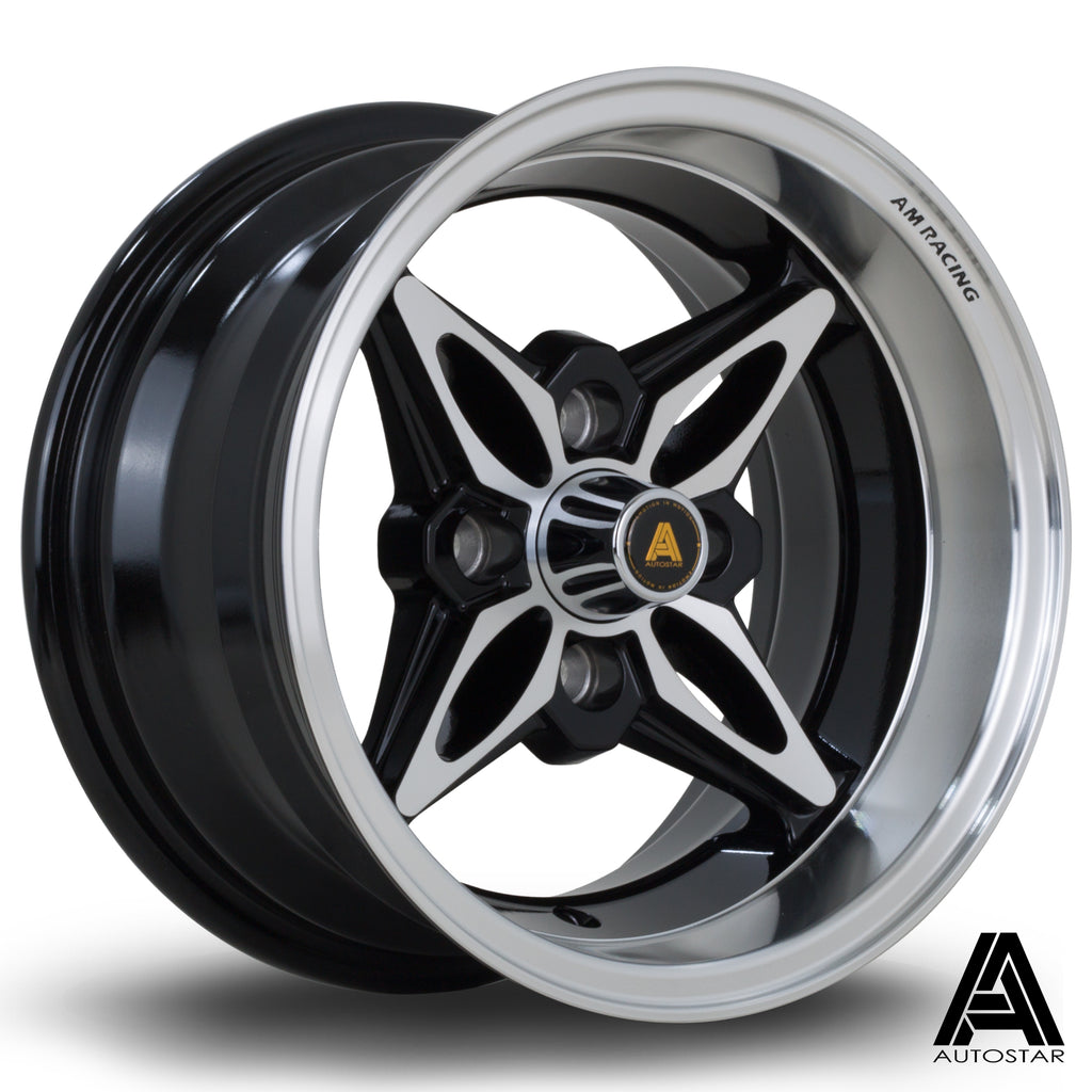 Cerchio in lega Autostar Kanji 13x7 4x114.3 ET-7 Gloss Black Polished Lip