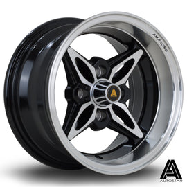 Cerchio in lega Autostar Kanji 13x7 4x114.3 ET-7 Gloss Black Polished Lip