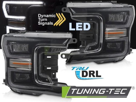 Fari Anteriori LED BLACK DRL Sequenziali per FORD F150 MK13 17-20