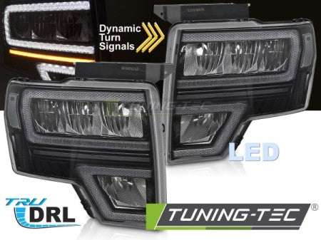 Fari Anteriori FORD F150 MK12 08-14 LED DRL Sequenziali BLACK