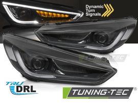 Fari Anteriori FORD FOCUS MK3 14-18 BLACK LED DRL