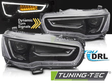 Carica l&#39;immagine nel visualizzatore di Gallery, Fari Anteriori MITSUBISHI LANCER 8 08-16 TUBE LIGHT BLACK